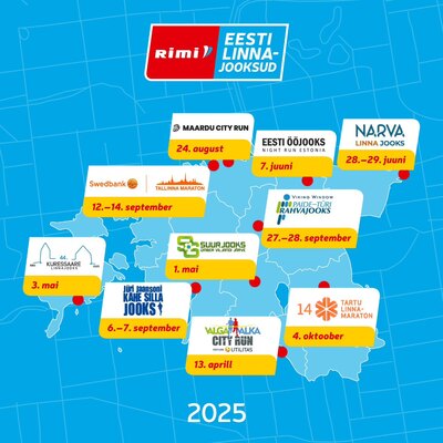 RIMI Eesti Linnajooksude etapid 2025